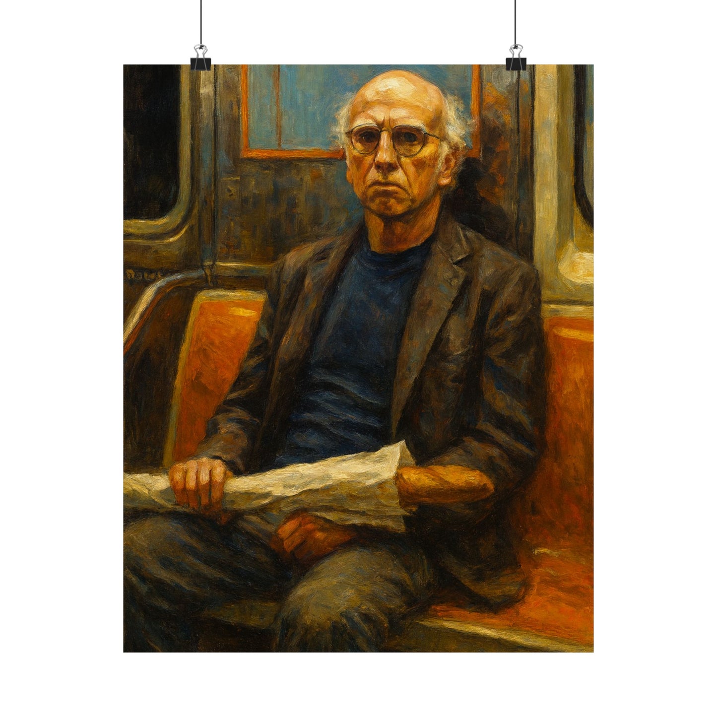Larry David Subway Portrait Matte Poster — Vintage Pop Culture Wall Art