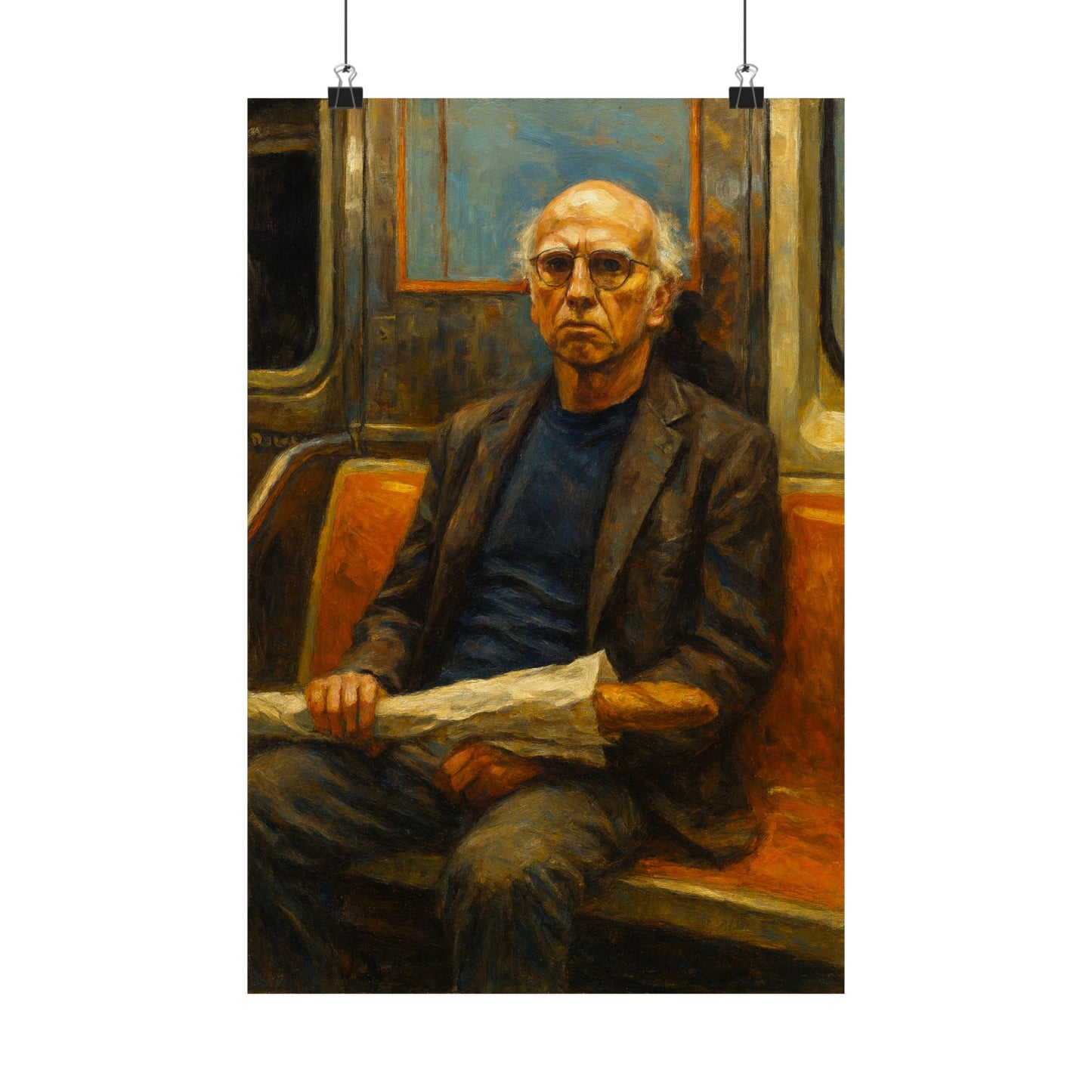 Larry David Subway Portrait Matte Poster — Vintage Pop Culture Wall Art